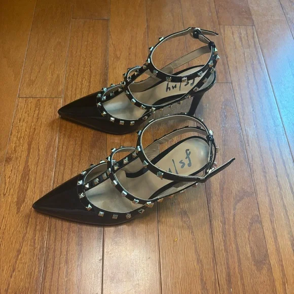 NIB $218 fs / ny Elodie black patent leather pump with studs size 7.5 - Picture 5 of 8